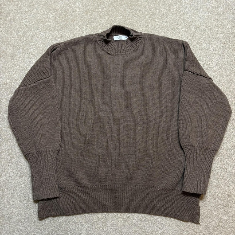 Aritzia Talula Sweater Womens S/M Brown Cotton Acrylic Ribbed Knit Crewneck Cozy